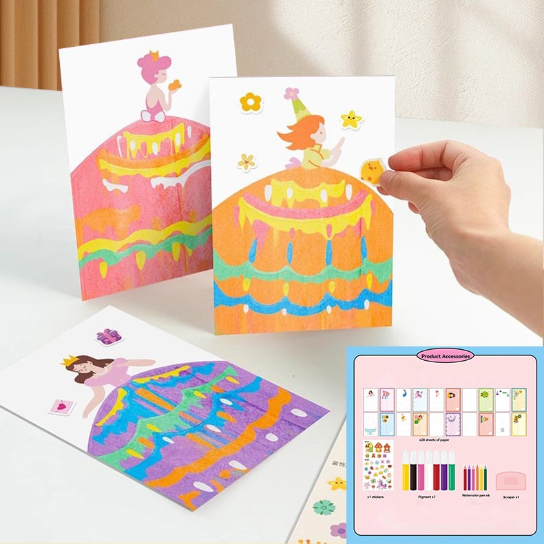 🌈Rainbow Scratch Art Magic Reveal Kit