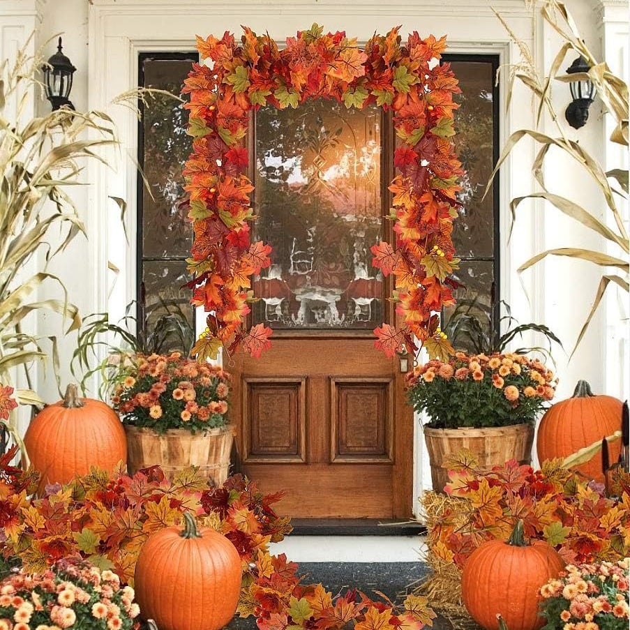 🍁Special Fall Sale 49% OFF-Fall Wreath with Pumpkin Maple Leaves🎃