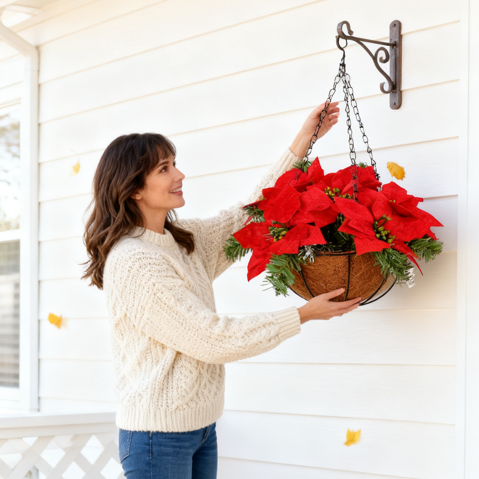 🎄2025 Super Value Set🏆🔥Artificial Christmas Flowers Hanging Poinsettias