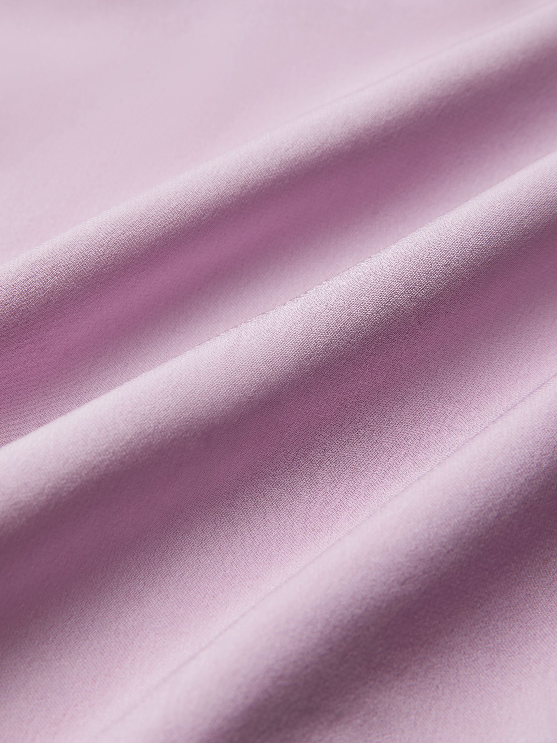 Purple Wrinkle-Resistant Silk Mock-Neck Blouse with Button Detail