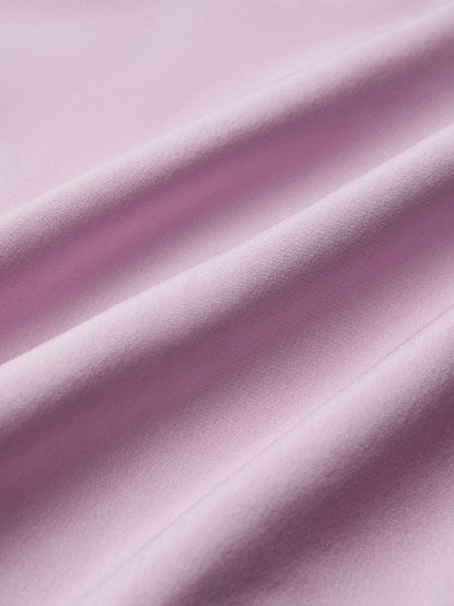 Purple Wrinkle-Resistant Silk Mock-Neck Blouse with Button Detail