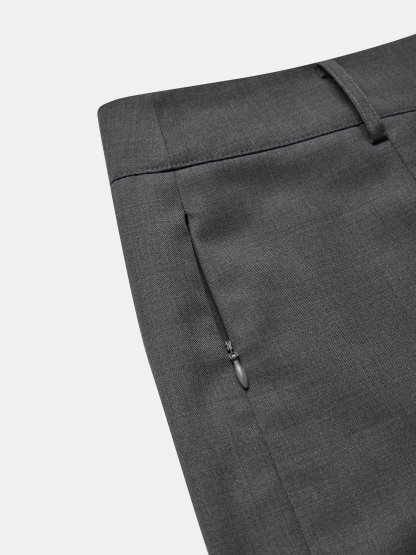 Gray Wrinkle-Resistant Wool Wide-Leg Pants, Machine-Washable