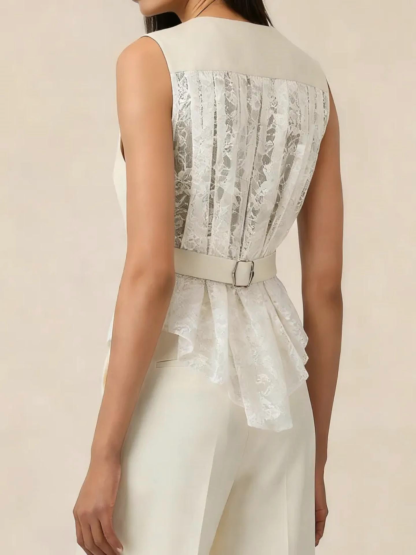 Off White Wrinkle-Resistant Wide Leg H-Line Commuting Pant