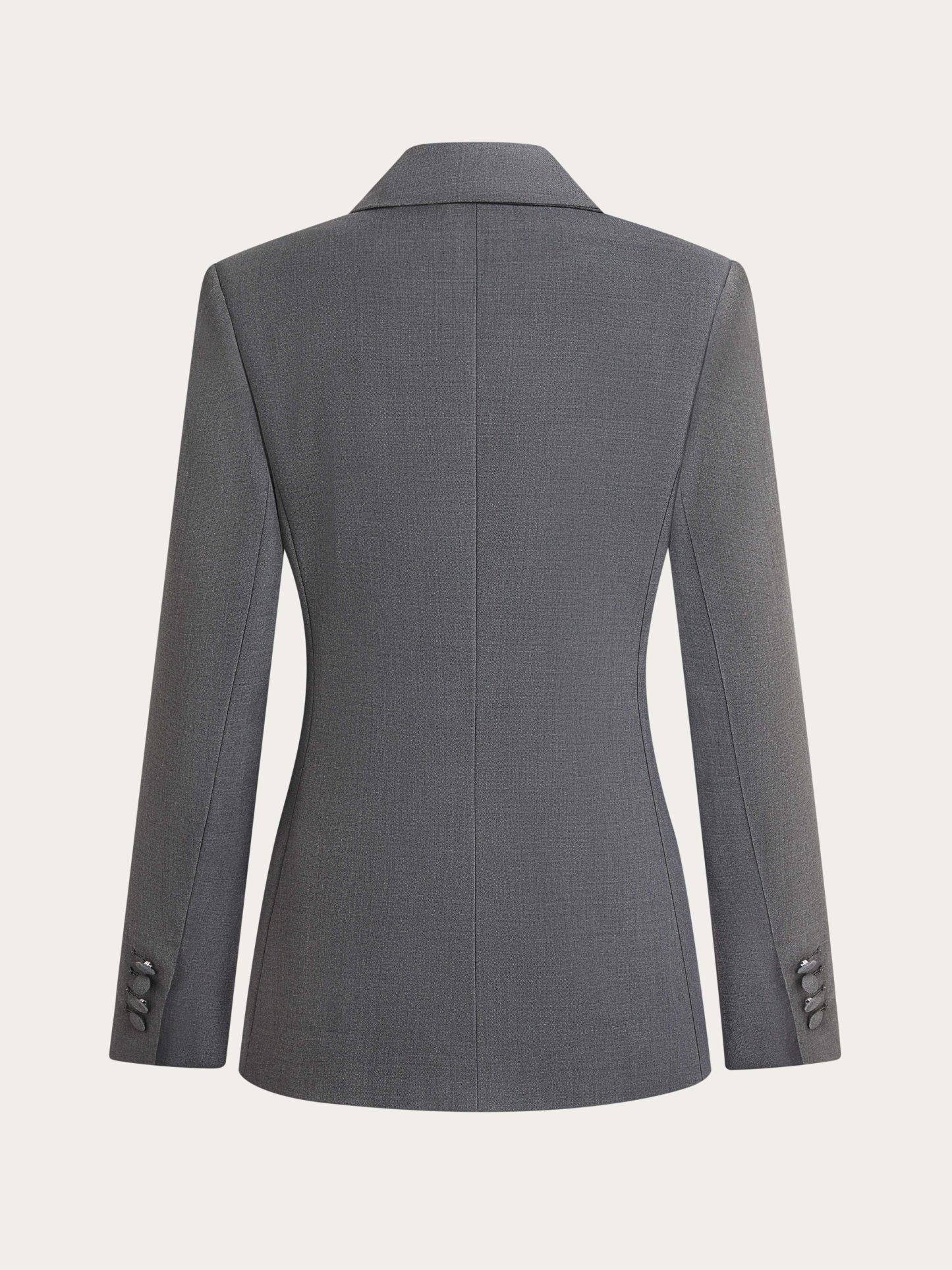 Gray Wrinkle-Resistant  Wool Lapel Collar Blazer, Machine-Washable