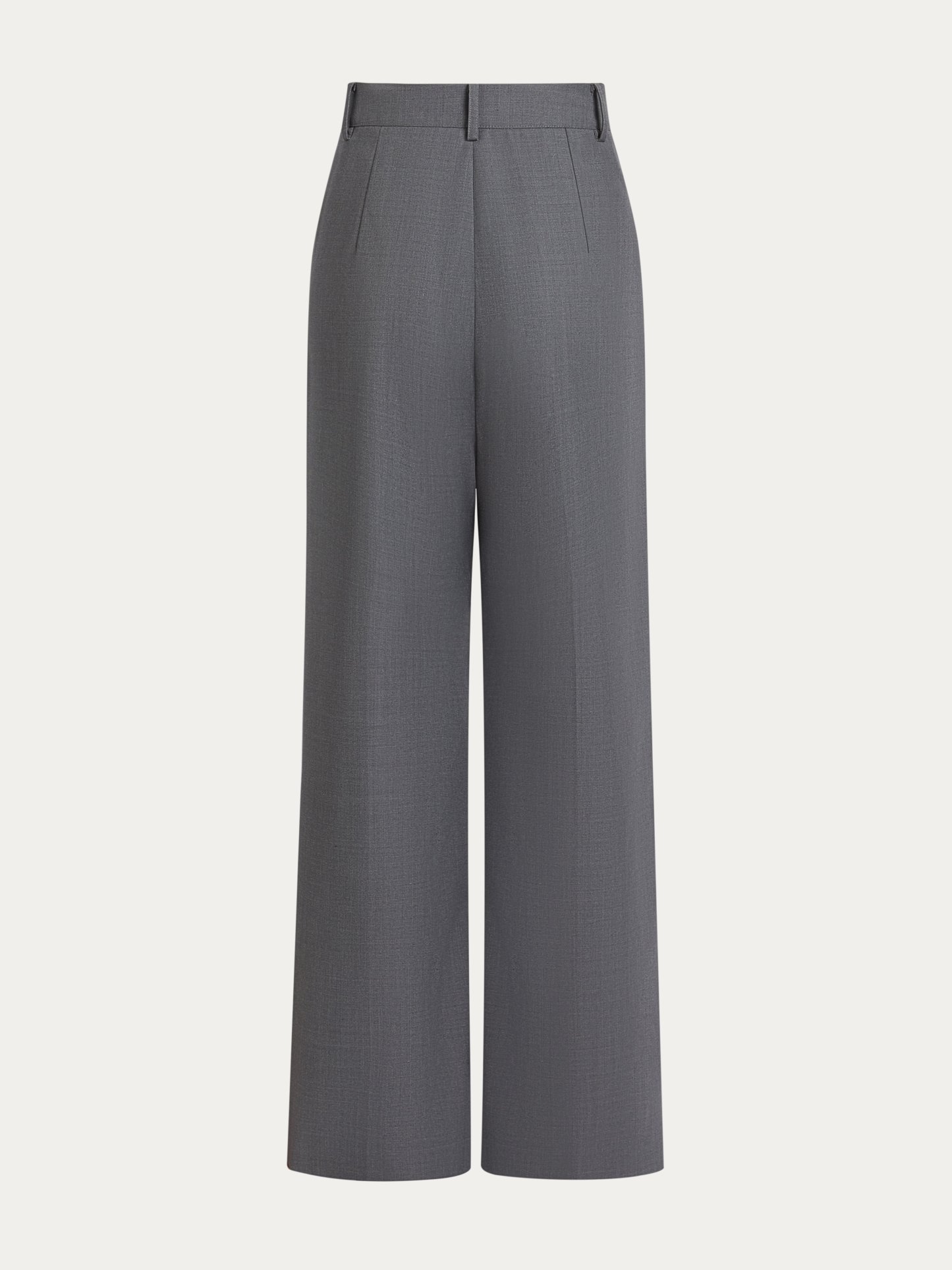 Gray Wrinkle-Resistant Wool Wide-Leg Pants, Machine-Washable