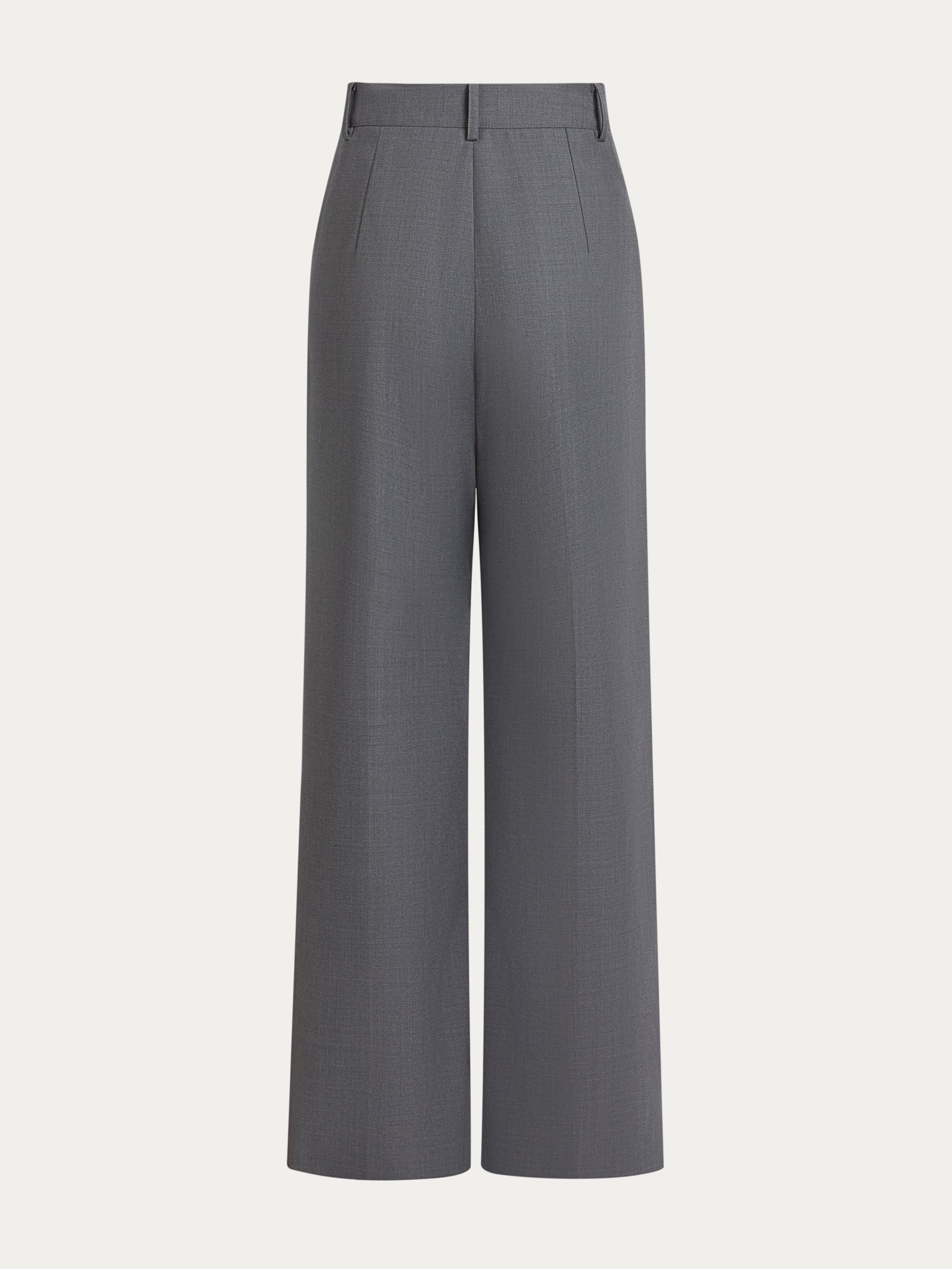 Gray Wrinkle-Resistant Wool Wide-Leg Pants, Machine-Washable