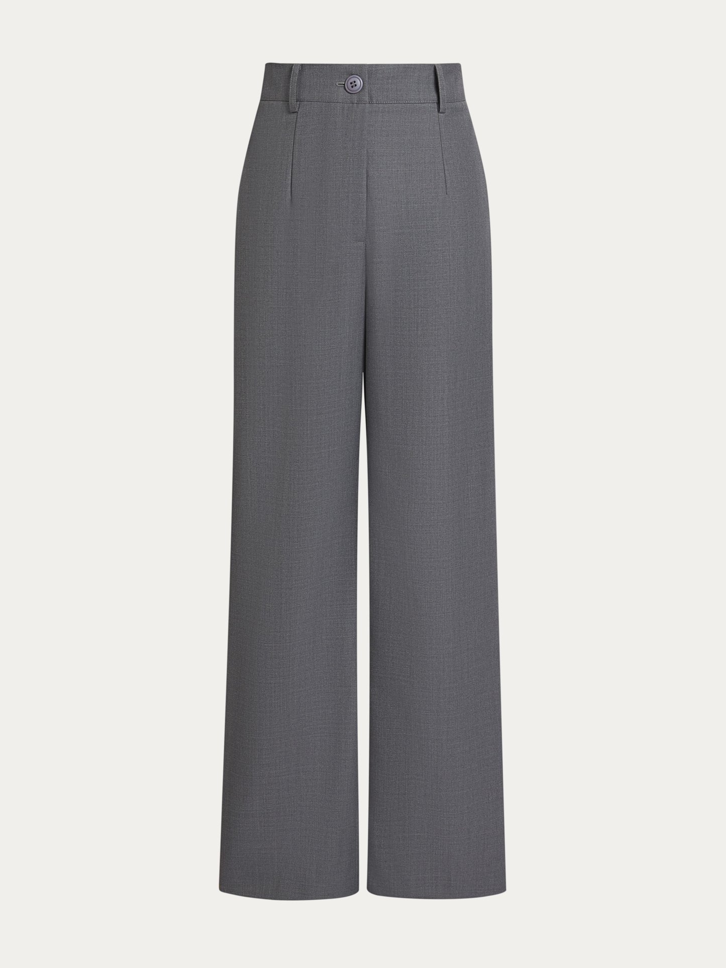 Gray Wrinkle-Resistant Wool Wide-Leg Pants, Machine-Washable