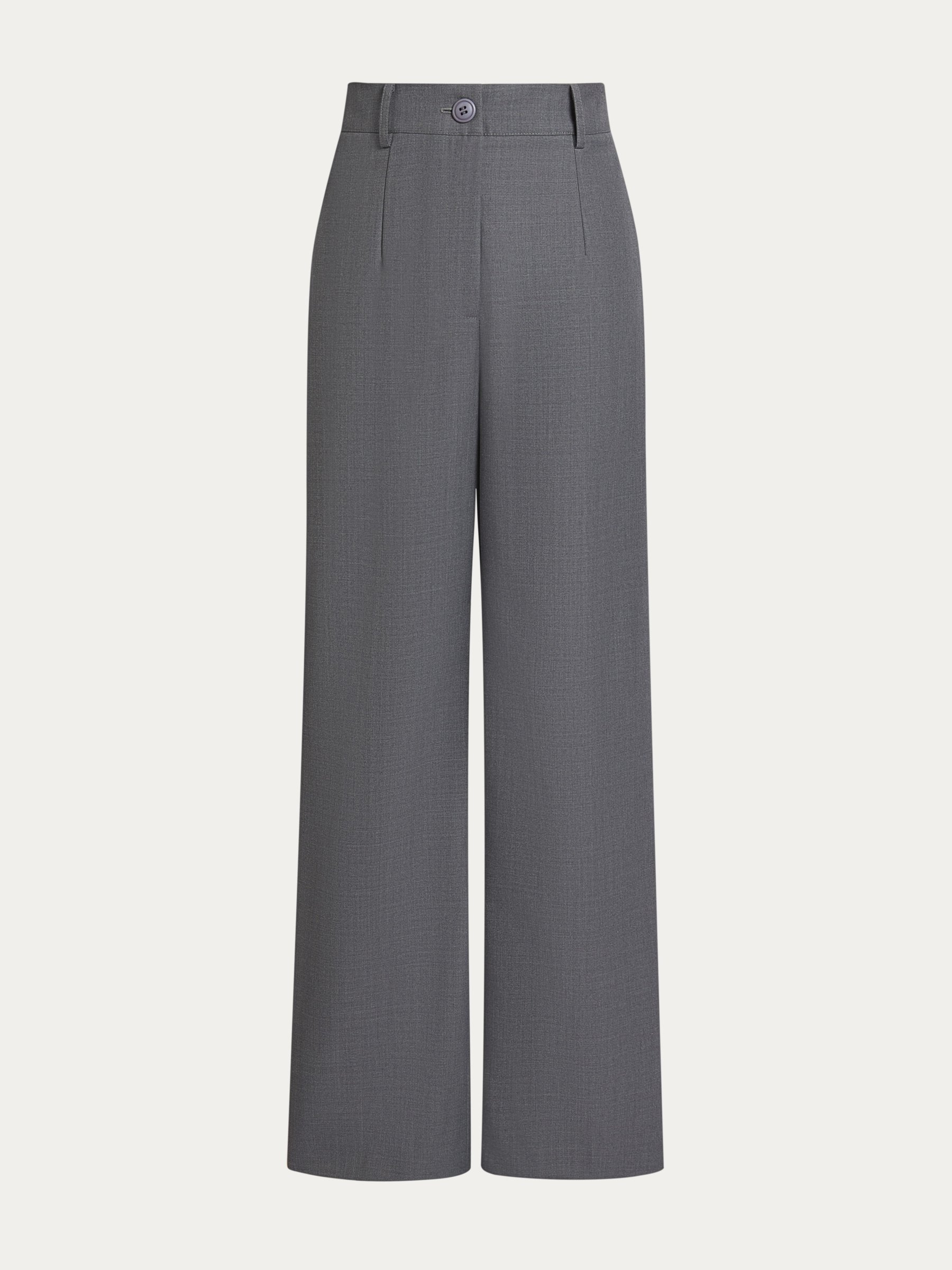 Gray Wrinkle-Resistant Wool Wide-Leg Pants, Machine-Washable