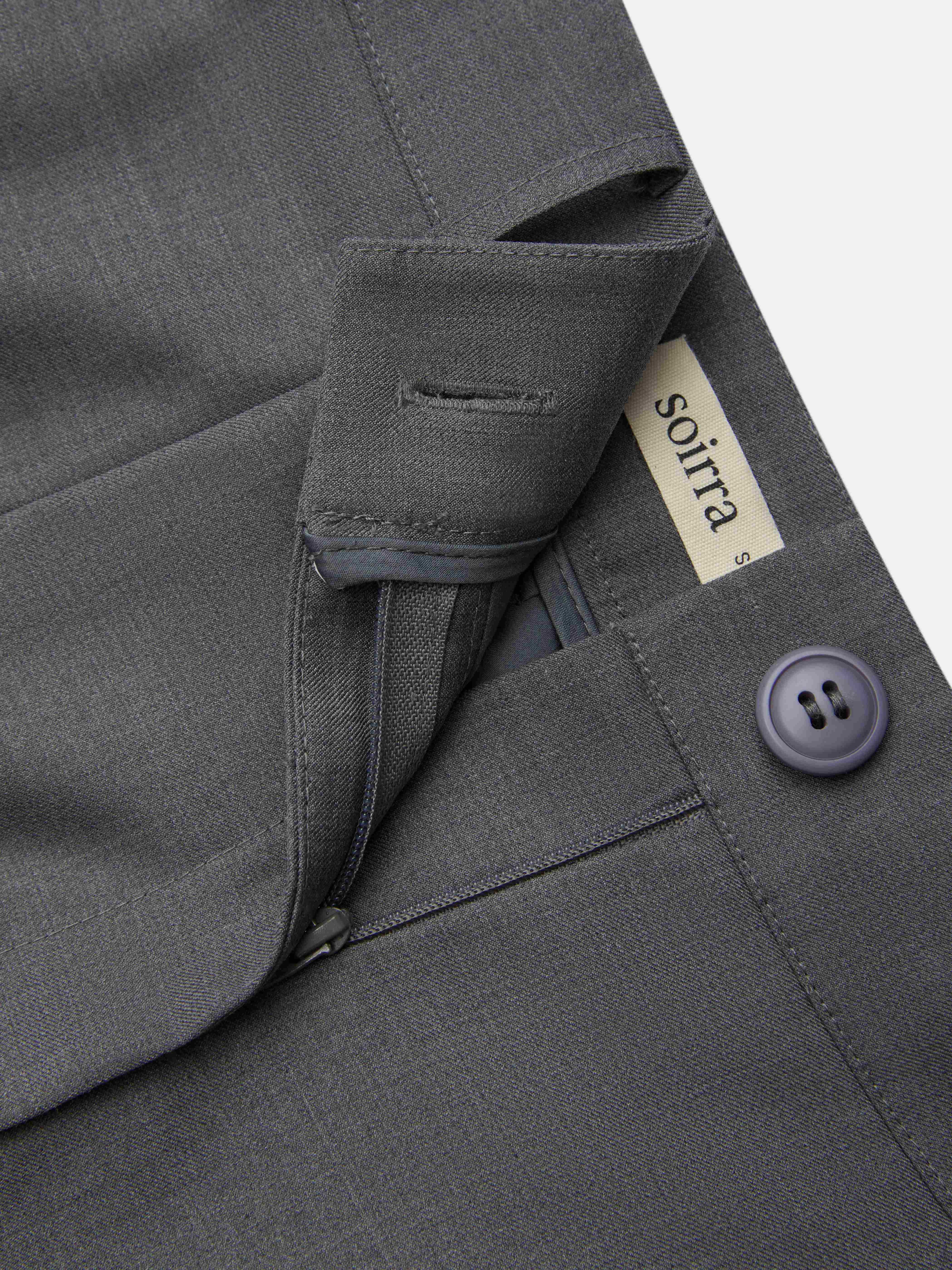 Gray Wrinkle-Resistant Wool Wide-Leg Pants, Machine-Washable