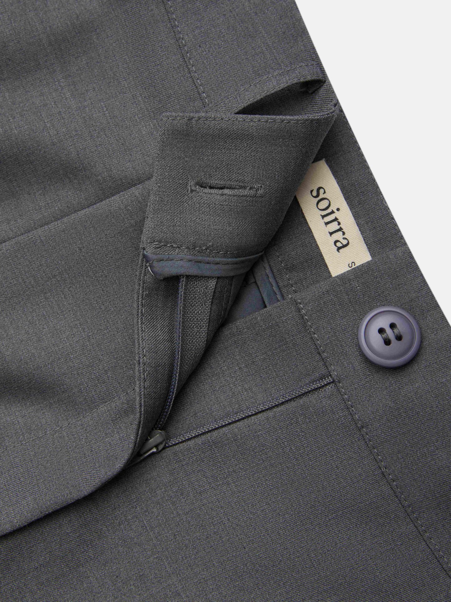 Gray Wrinkle-Resistant Wool Wide-Leg Pants, Machine-Washable