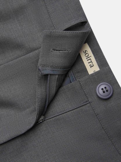 Gray Wrinkle-Resistant Wool Wide-Leg Pants, Machine-Washable