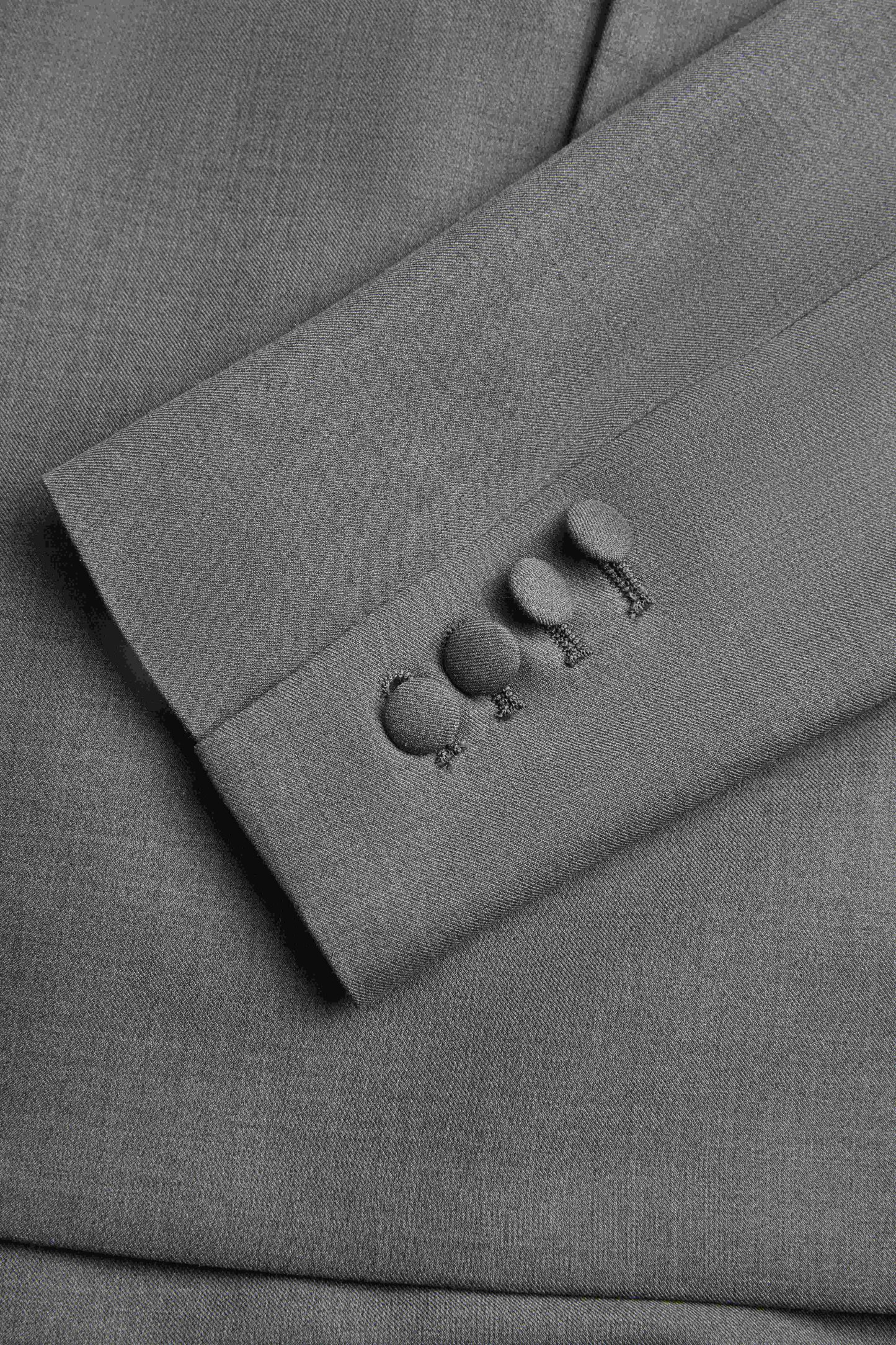 Gray Wrinkle-Resistant  Wool Lapel Collar Blazer, Machine-Washable