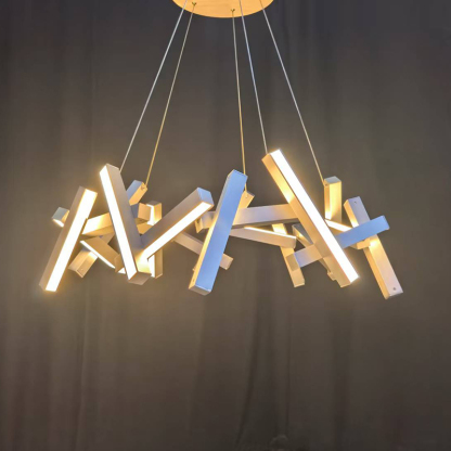 Rectangular 35" Crystal Ceiling Chandelier