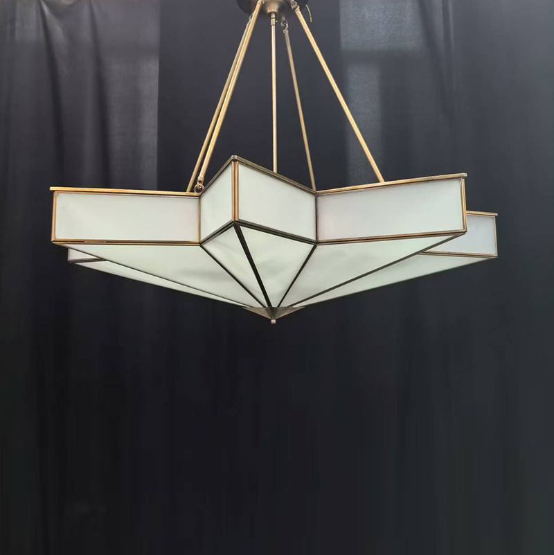 Natural Marble & Crystal Ceiling Chandelier, L40"By Morsale.com