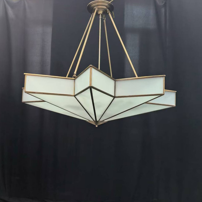 Natural Marble & Crystal Ceiling Chandelier, L40"By Morsale.com