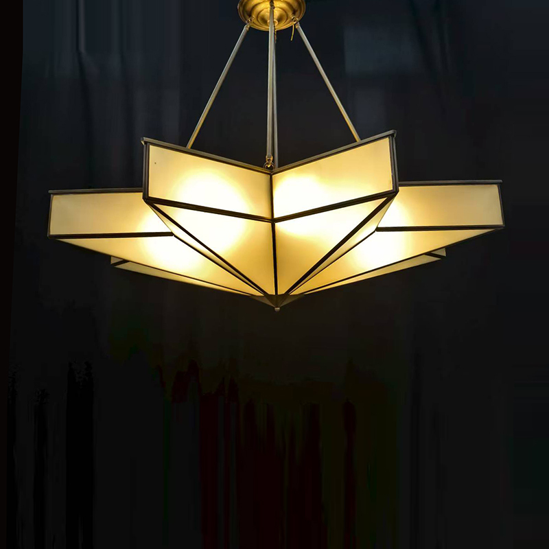 Natural Marble & Crystal Ceiling Chandelier, L40"By Morsale.com