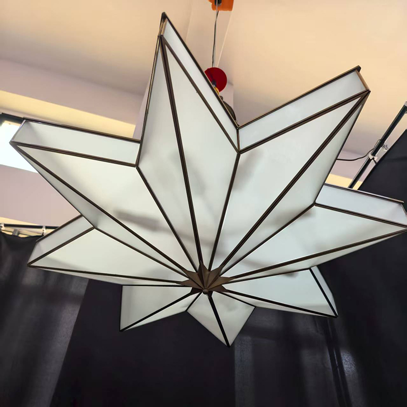 Natural Marble & Crystal Ceiling Chandelier, L40"By Morsale.com