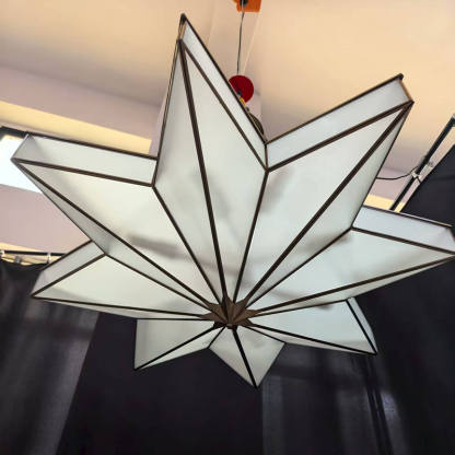 Natural Marble & Crystal Ceiling Chandelier, L40"By Morsale.com