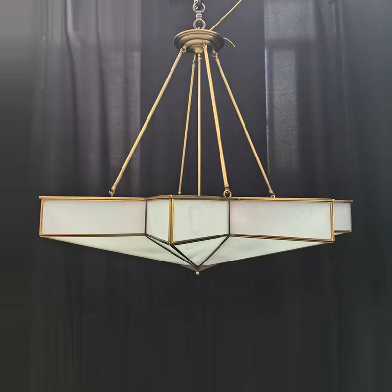 Natural Marble & Crystal Ceiling Chandelier, L40"By Morsale.com