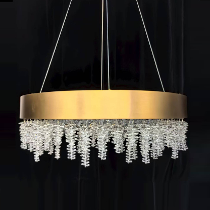 Modern Gold and Crystal Droplet Chandelier