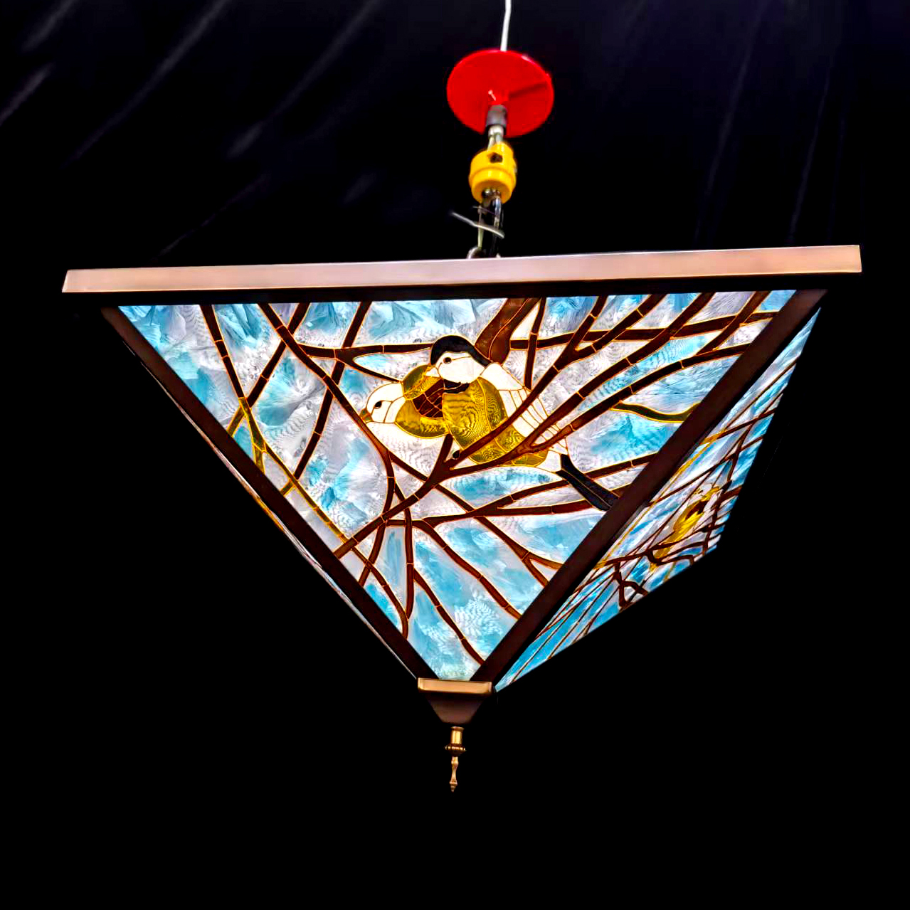 Stained Glass Bird-Inspired Tiffany Chandelier