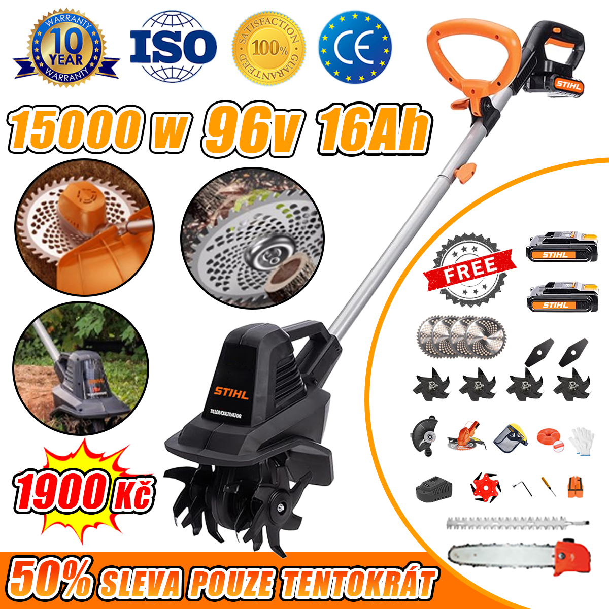[Časově omezená sleva] Bezkartáčový motor STIHL 15000W s lithiovou baterií | Silný výkon a nízká spotřeba energie | Užijte si 3 splátky bez úroku + sada na údržbu zdarma | Zbývá pouze 20 kusů do vyprodání zásob