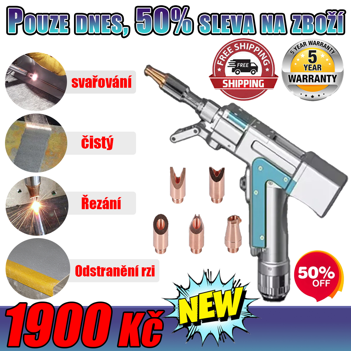 🚀 Speciální nabídka posledního dne! Makita 7000W inovativní přenosná laserová svařovací pistole 4v1 (svařování + čištění + řezání + odstraňování rzi)