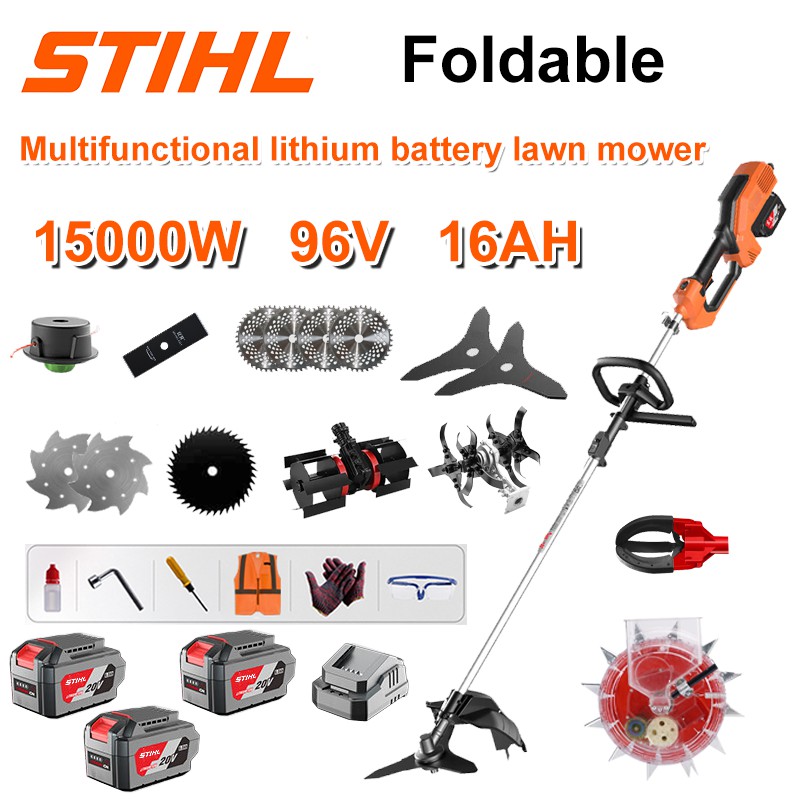  [STIHL] Bezkomutátorová elektrická sekačka na trávu, multifunkční sekačka s lithiovou baterií