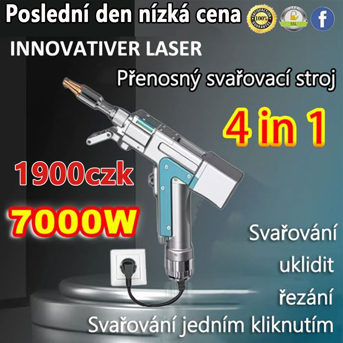 Makita 7000W laserová svařovací pistole 4v1 (svařování + čištění + řezání + odstraňování rzi)