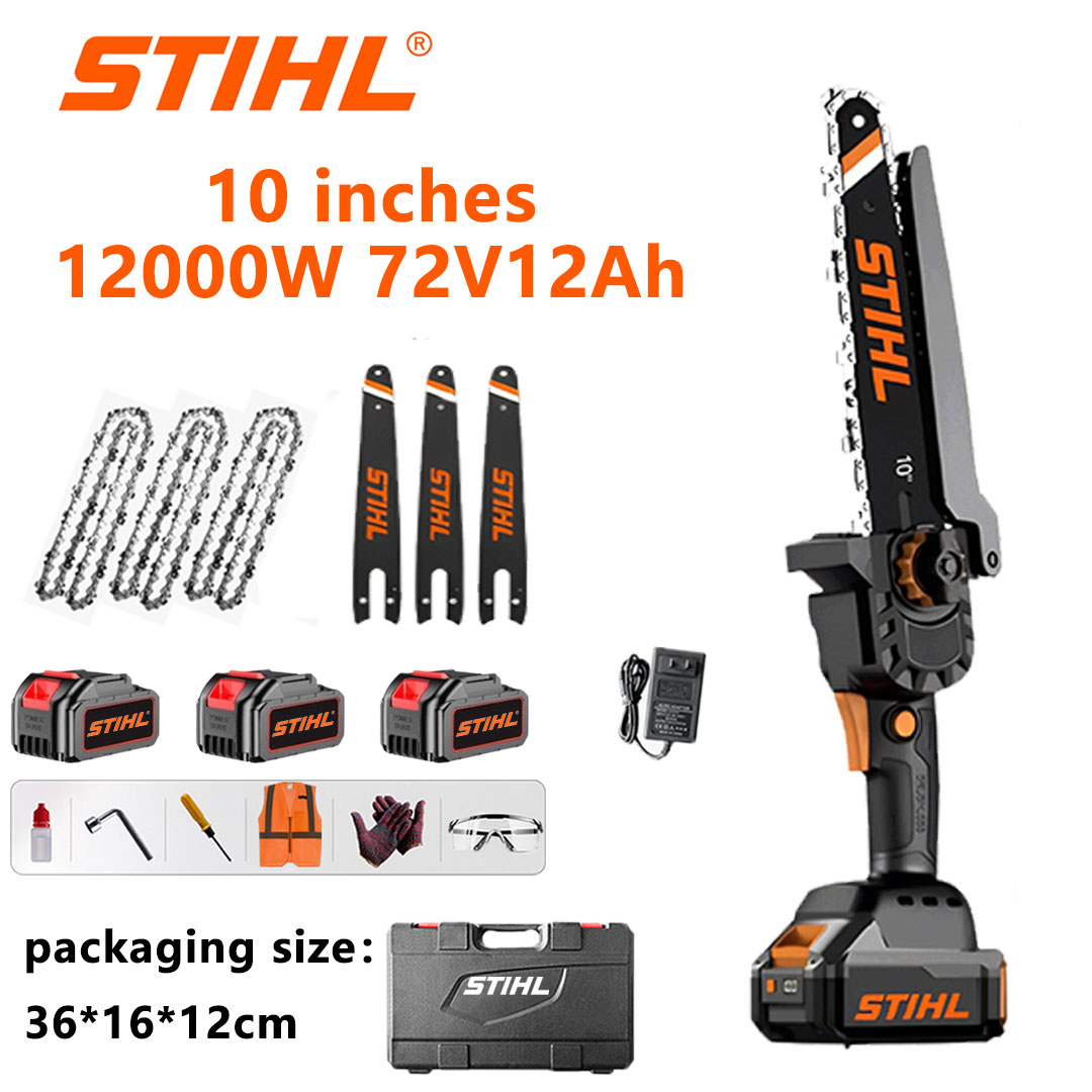 STIHL 15 000 W-os szénkefe nélküli láncfűrész készlet hosszú nyéllel és behúzható kerti ollóval
