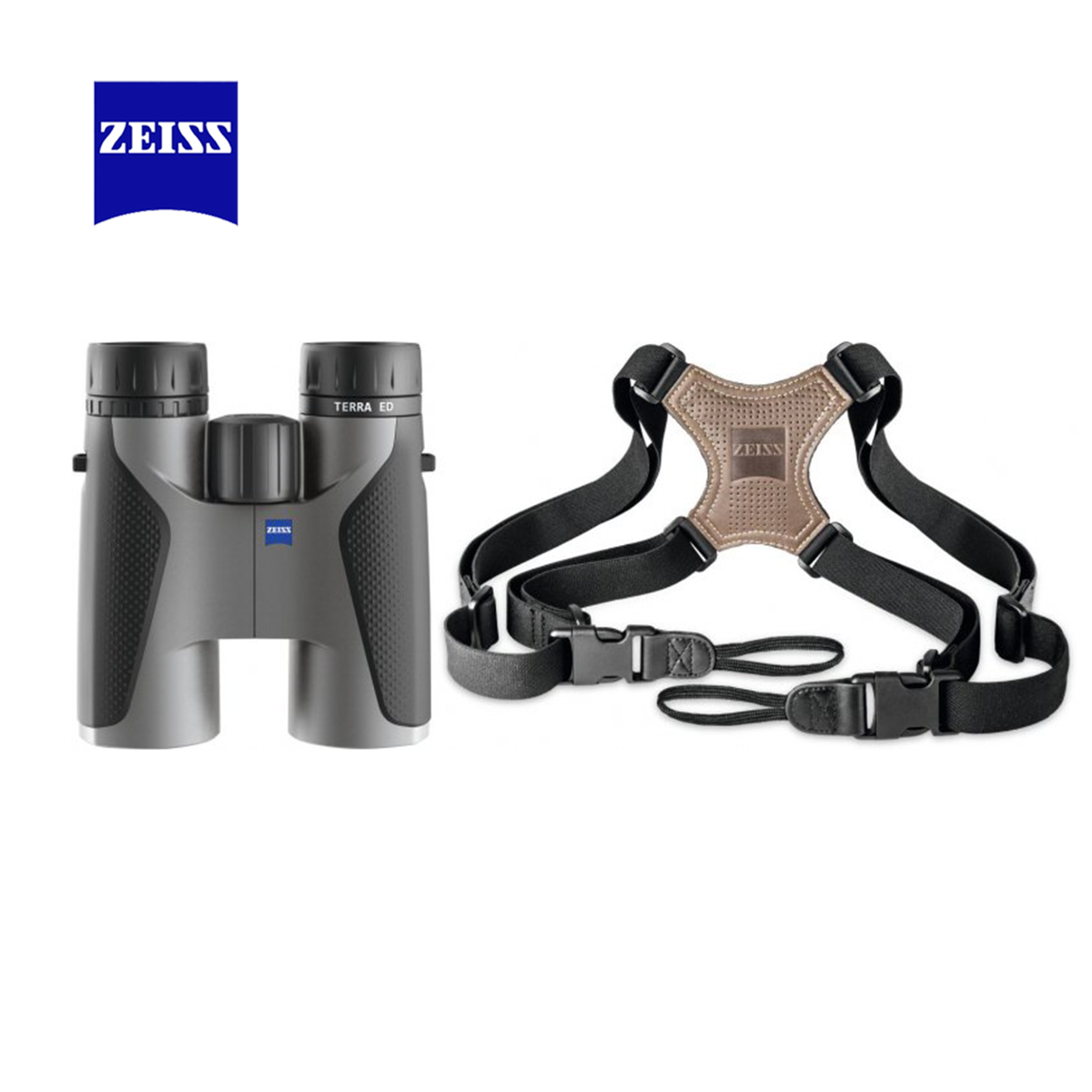 ZEISS Terra ED 10x42 černá/šedá + komfortní křížový popruh Zeiss