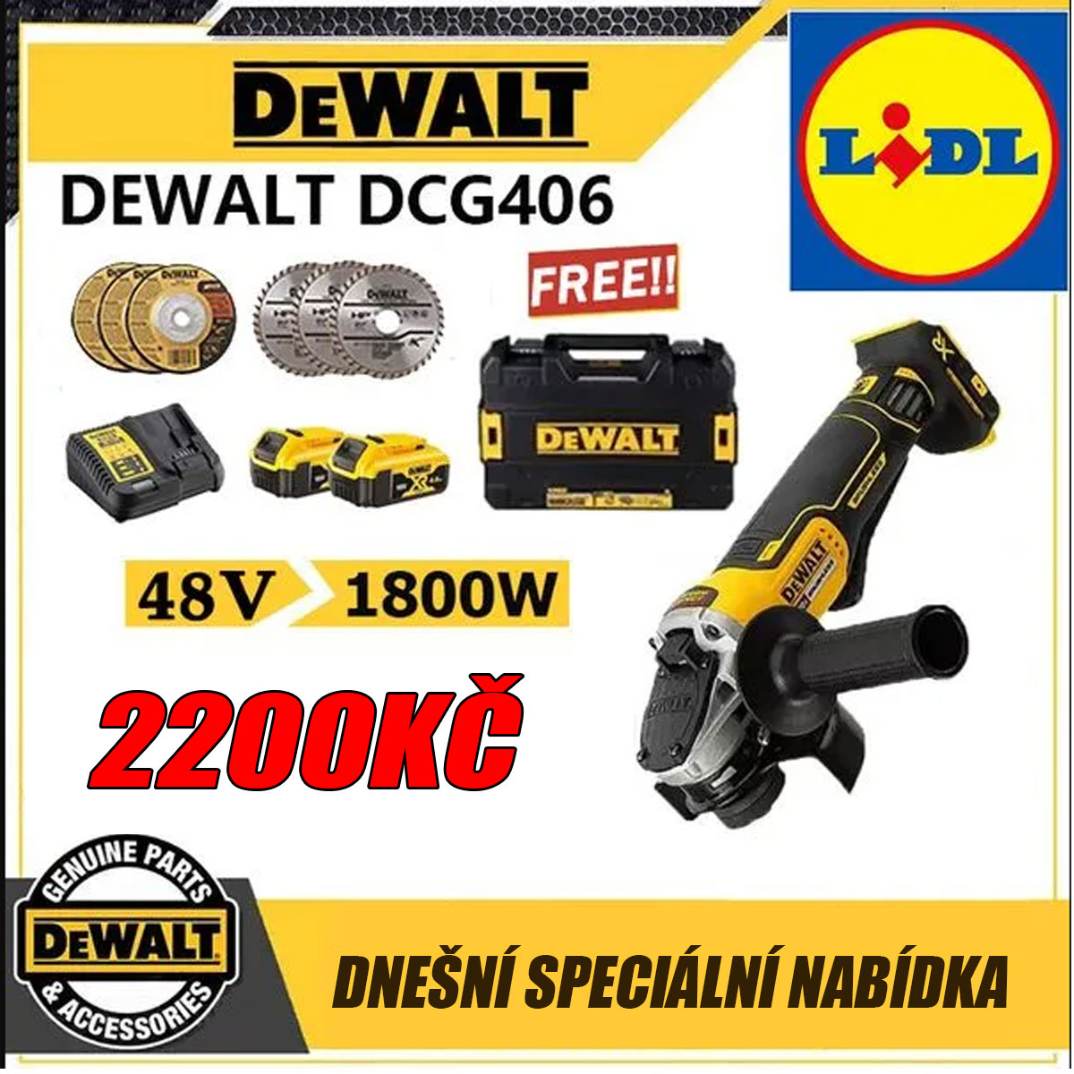 Úhlová bruska DEWALT lithium-iontová bezkartáčová frézovací ruční dobíjecí bruska DCG406