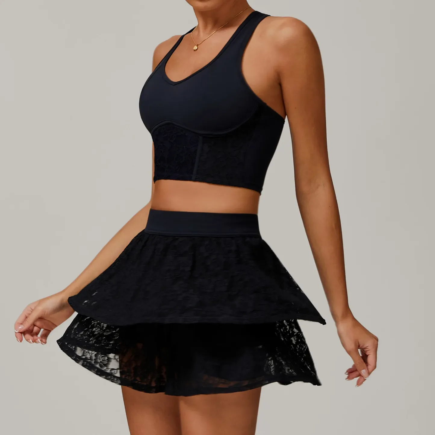 Custom Summer Quick Dry High Stretch Fitness Tennis Wear Set Breathable Golf Tennis Skirt Women Yoga Sports Clothes Tennis Dress