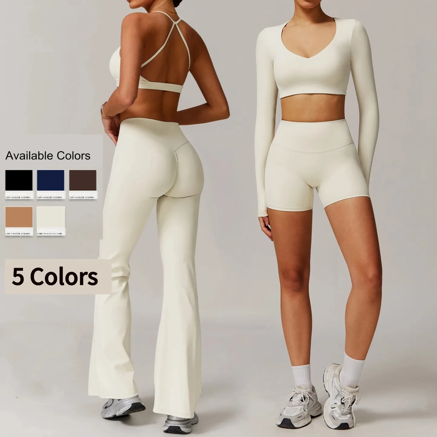 Quick Drying Womens Fitness Sports Bra Leggings Outdoor Workout Outfit Breathable Solid Two Piece Yoga Sets