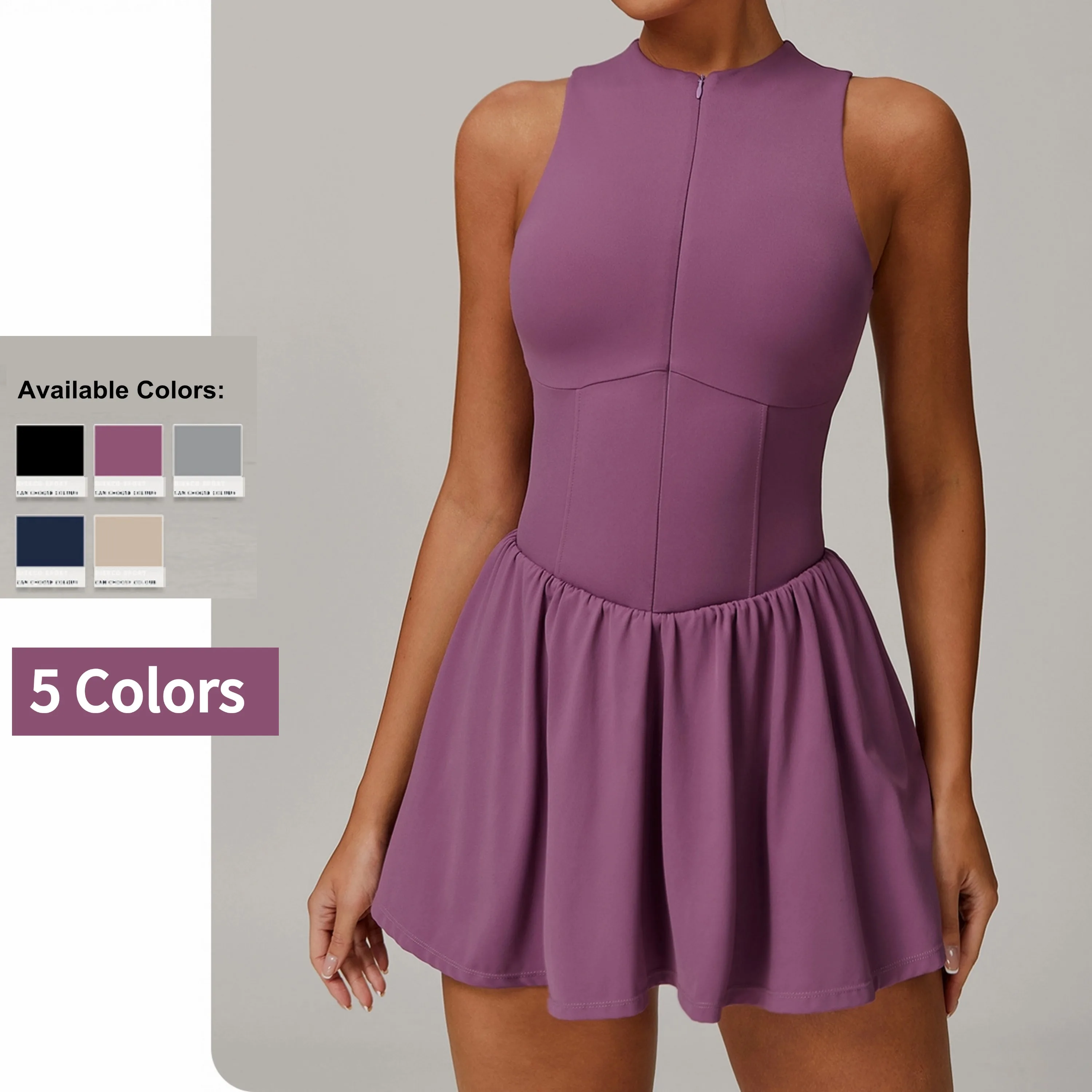 Sunquest Women's Sport Tennis Dress with Built-In Shorts and Pockets Golf Skirt Customizable OEM Sets for Girls