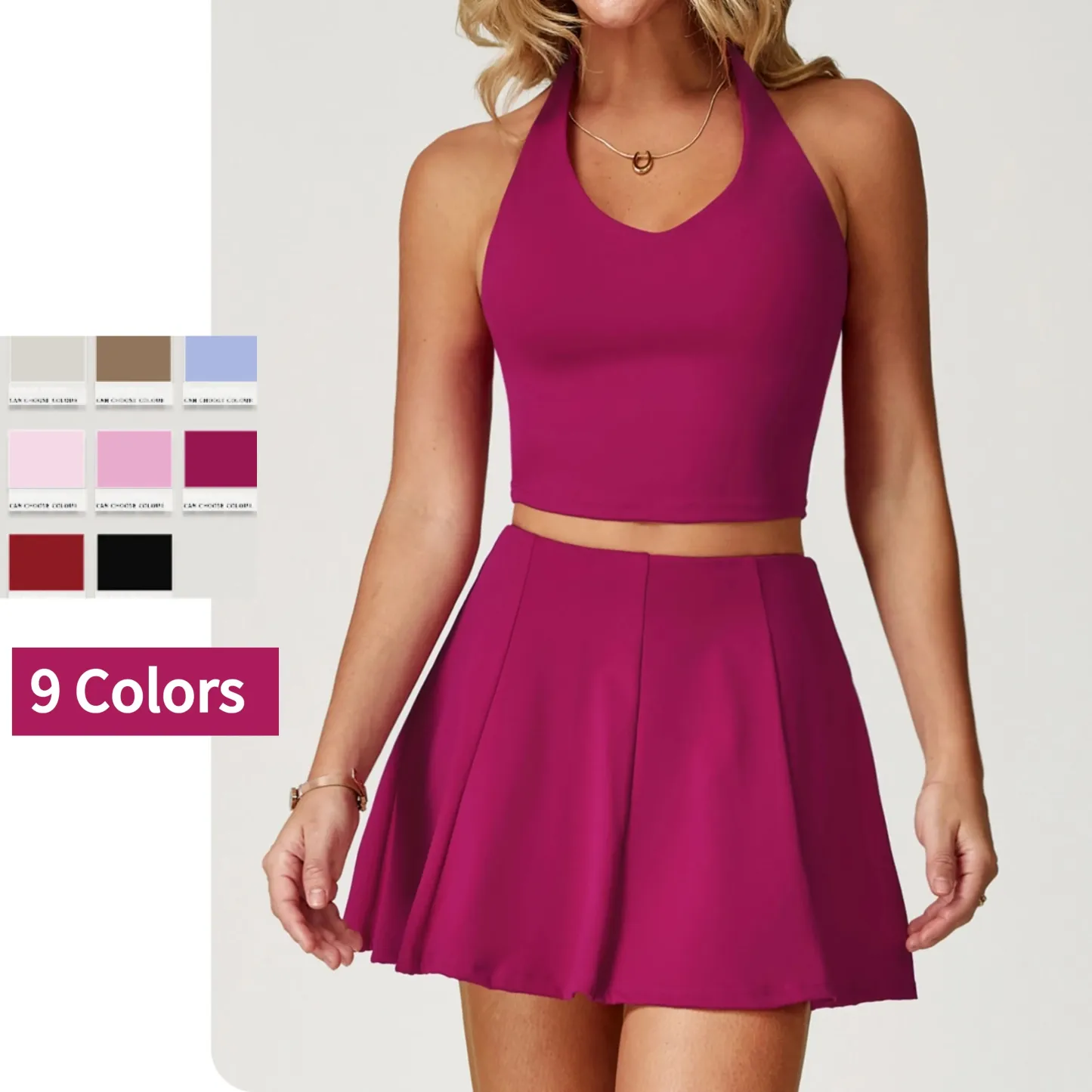 Summer Fitness Tennis Wear Set Breathable Golf Tennis Skirt Women Yoga Sports Clothes Tennis Dress