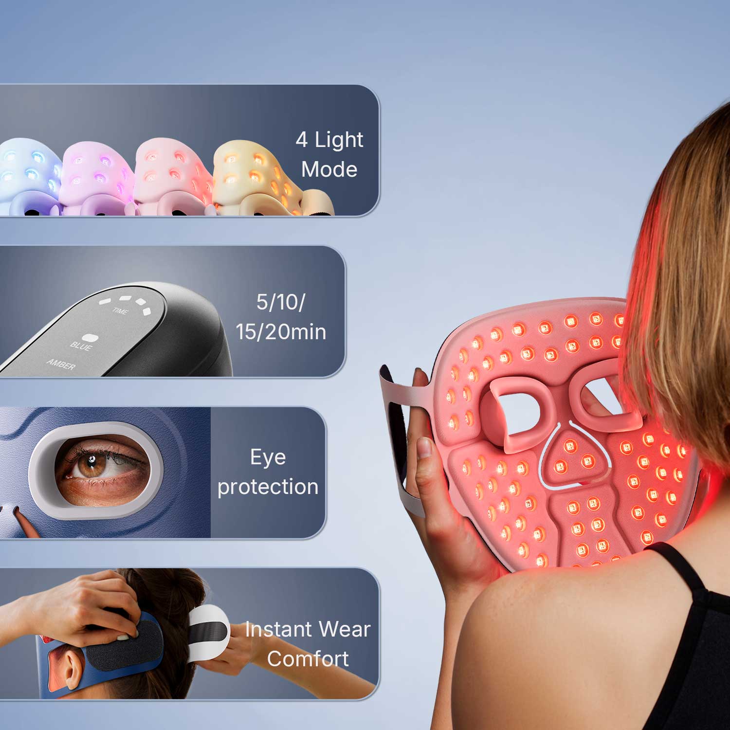 LED Light Therapy Mask - Silicone Red Light Therapy Face Mask