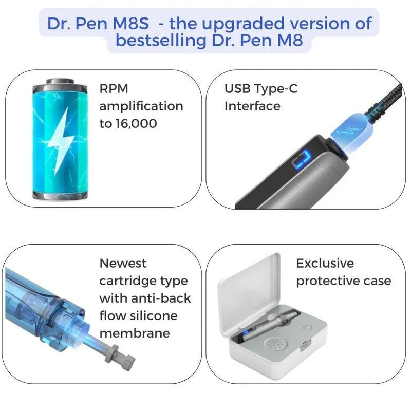Dr. Pen M8S Microneedling Pen Including 12 Pcs Replacement Cartridges
