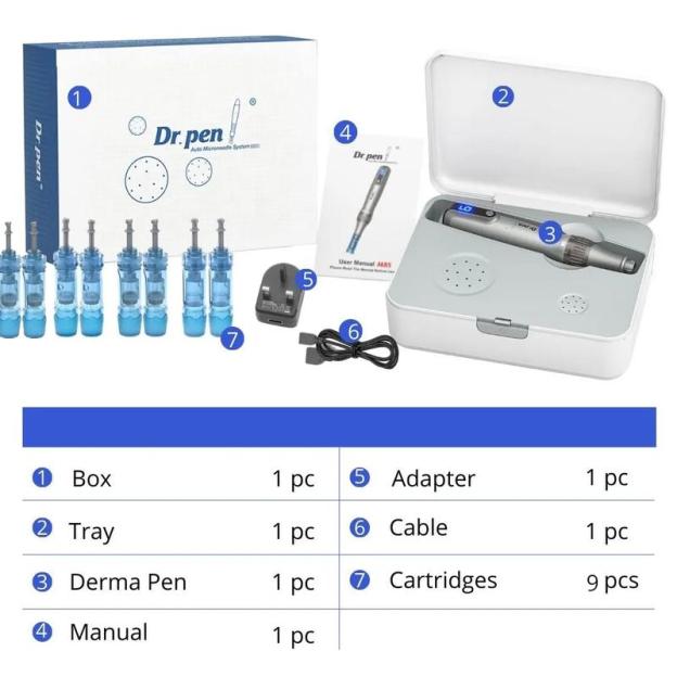 Dr. Pen M8S Microneedling Pen Including 12 Pcs Replacement Cartridges