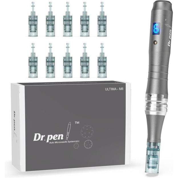 Dr. Pen Ultima M8 Microneedling Pen Including 12 Cartridges - Professional Microneedle Derma Roller Pen