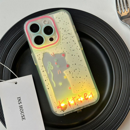 Luminous Splash-Ink Cat for Apple 15 Phone Case Iphone14 New 13promax Personality 12 Cartoon Fashion