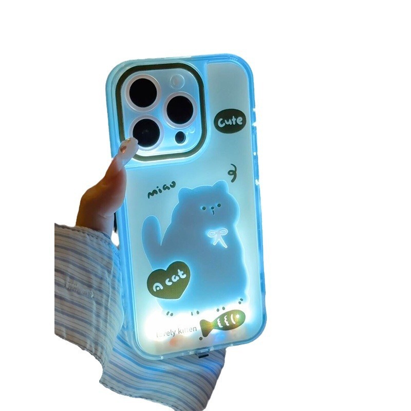 Luminous Splash-Ink Cat for Apple 15 Phone Case Iphone14 New 13promax Personality 12 Cartoon Fashion