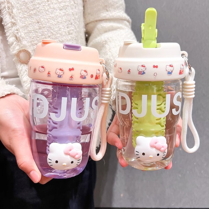 2025 New High-Value Water Bottle for Girls with Straw, Cute Student Cup, Popular Summer Portable Cup
