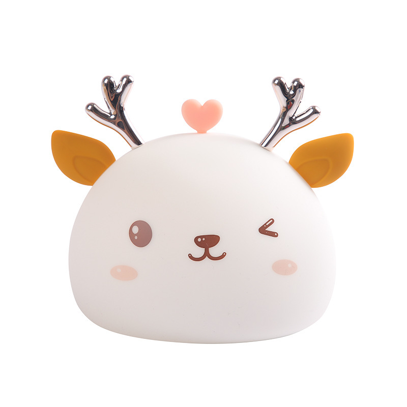 Creative Cute Little Deer Silicone Pat LED Night Light Baby Night Feeding Eye Protection Lamp Bedroom Small Table Lamp