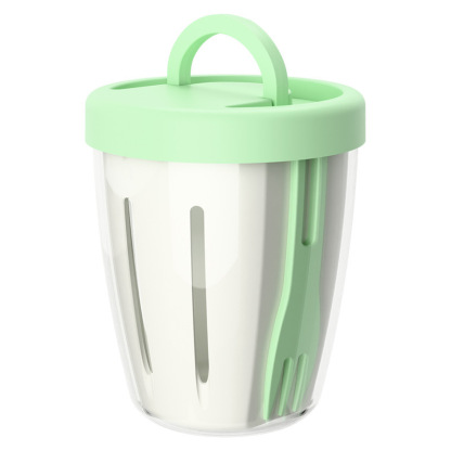 Cute Fruit Cup Breakfast Salad Cup Portable Picnic with Fork Double-layer Draining Cup Multi-purpose Fruit Cup