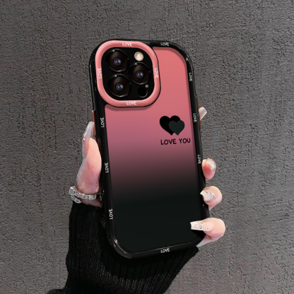 Gradient Love for Apple 16pro Phone Case 15 Acrylic 14 Fine Hole All-Inclusive Drop-Resistant 13 Advanced Sense 7/8