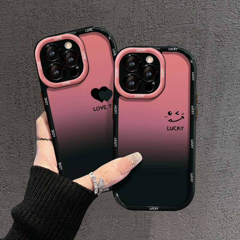 Gradient Love for Apple 16pro Phone Case 15 Acrylic 14 Fine Hole All-Inclusive Drop-Resistant 13 Advanced Sense 7/8