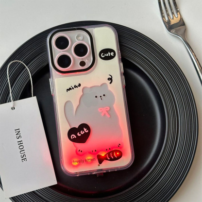 Luminous Splash-Ink Cat for Apple 15 Phone Case Iphone14 New 13promax Personality 12 Cartoon Fashion