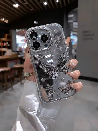 Compatible Apple 16 Pro Max Phone Case iPhone 14 New Mirror Butterfly 13 Bracelet 12 PM Simple 15 Women