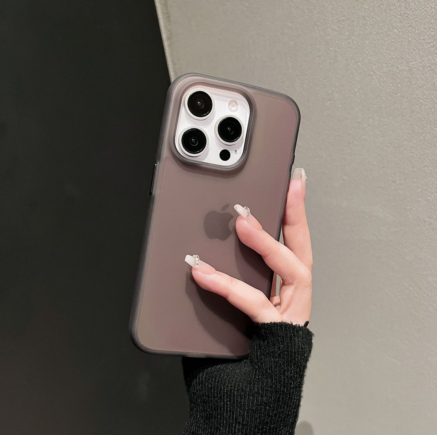 Minimalist Strap Texture Skin Feel Compatible with Apple 16/15 Pro Phone Case Transparent Solid Color iPhone 14/13P Full Coverage